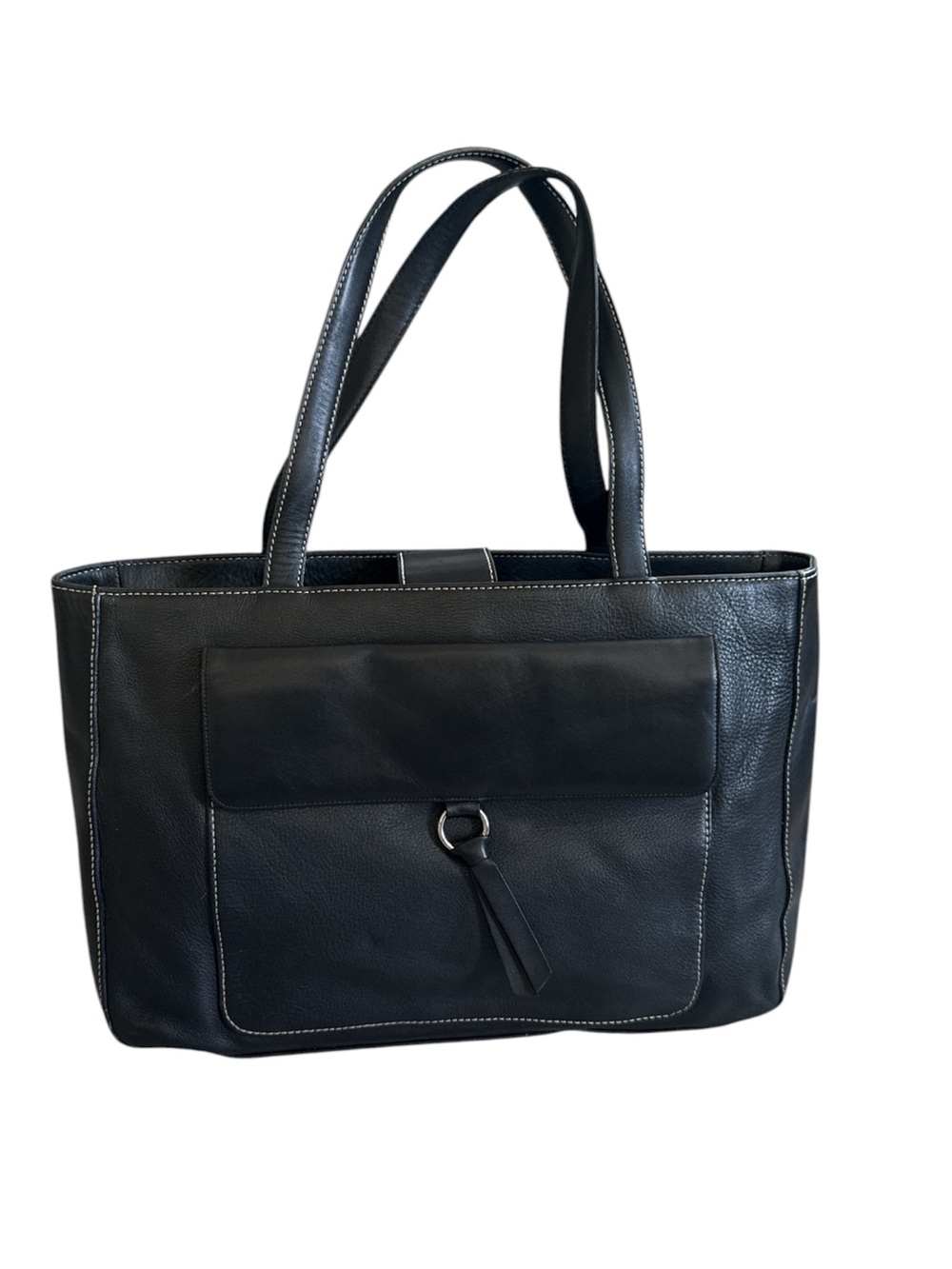 Anne Taylor Black Leather Tote Bag